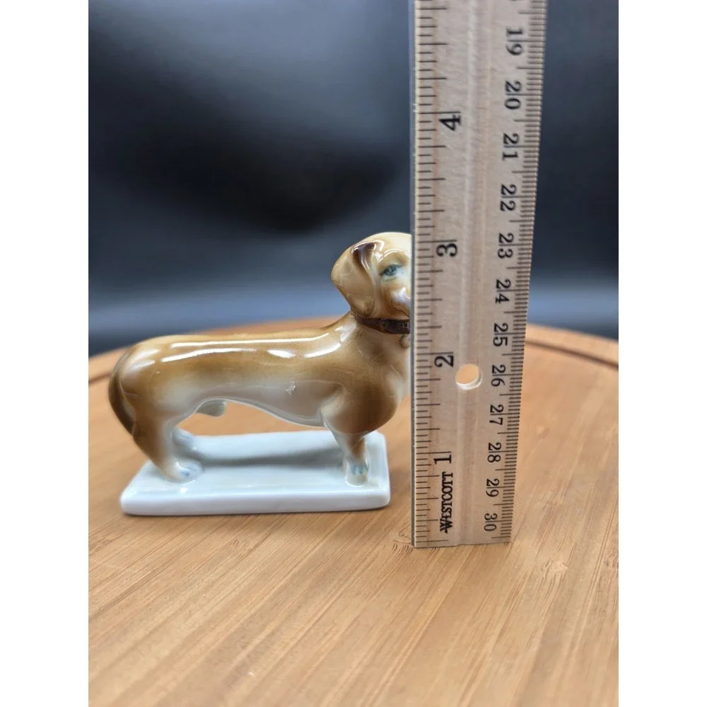 Zsolnay Hungary Hand Painted Porcelain Dachshund Wiener Dog Figurine